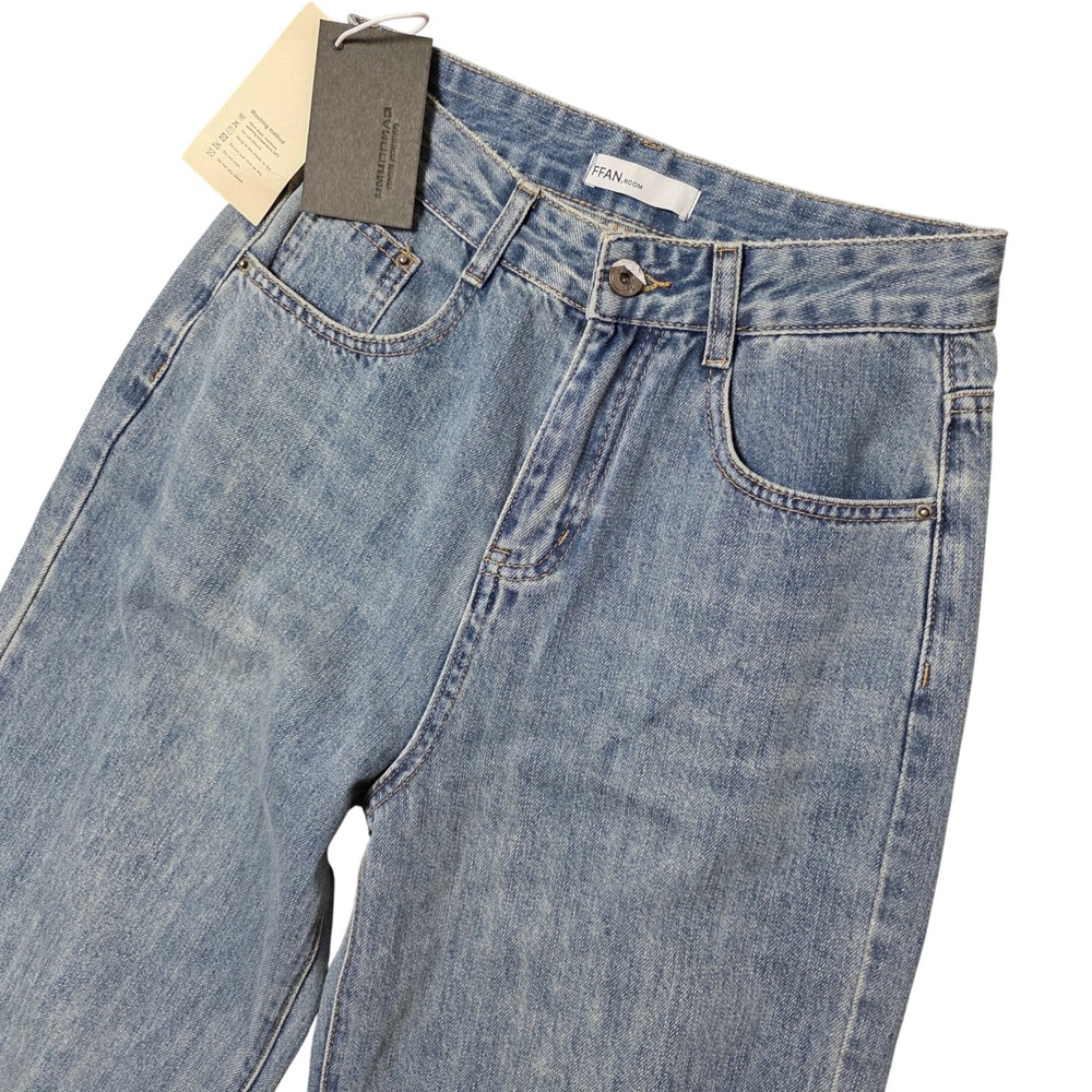 High Waisted Wide Leg Jeans Womens Size M Medium Wash‎ Blue NEW Retro Minimalist